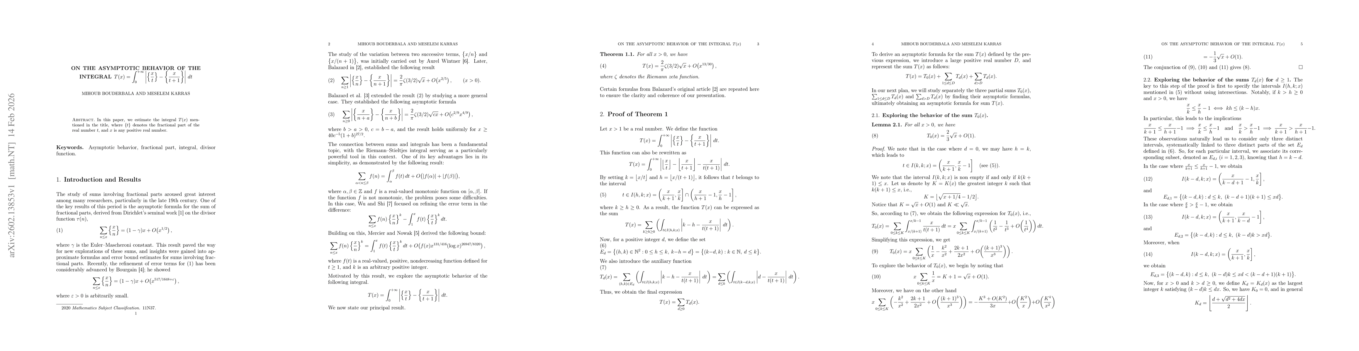 Thumbnail for On the asymptotic behavior of the integral T(x)