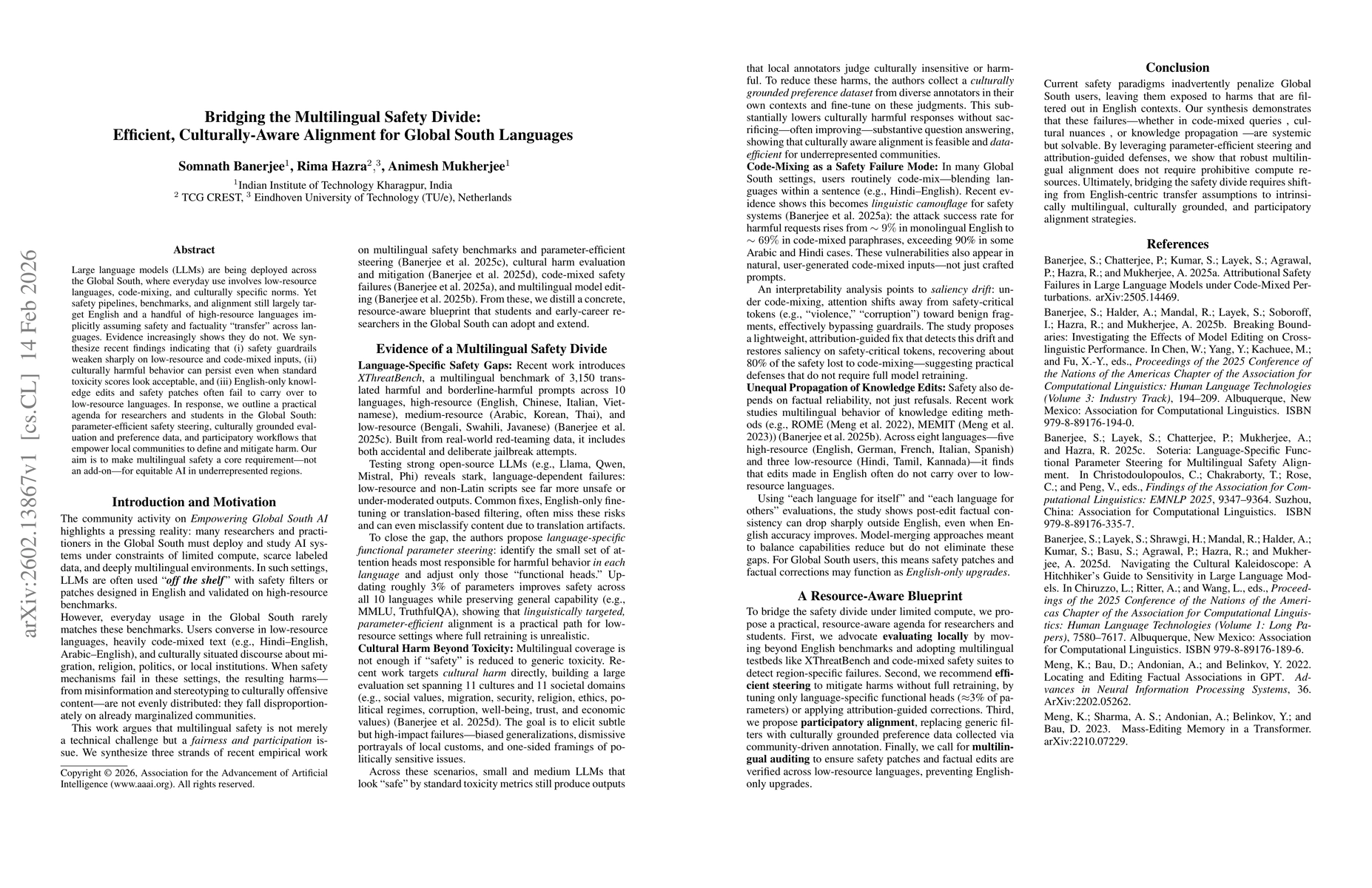 Thumbnail for Bridging the Multilingual Safety Divide: Efficient, Culturally-Aware Alignment for Global South Languages