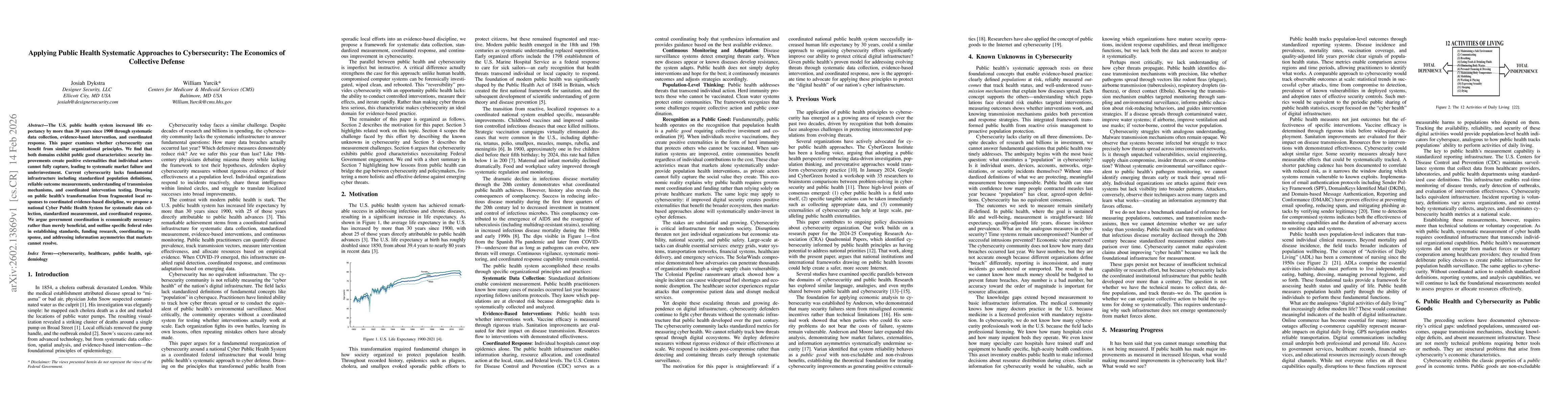 Thumbnail for Applying Public Health Systematic Approaches to Cybersecurity: The Economics of Collective Defense