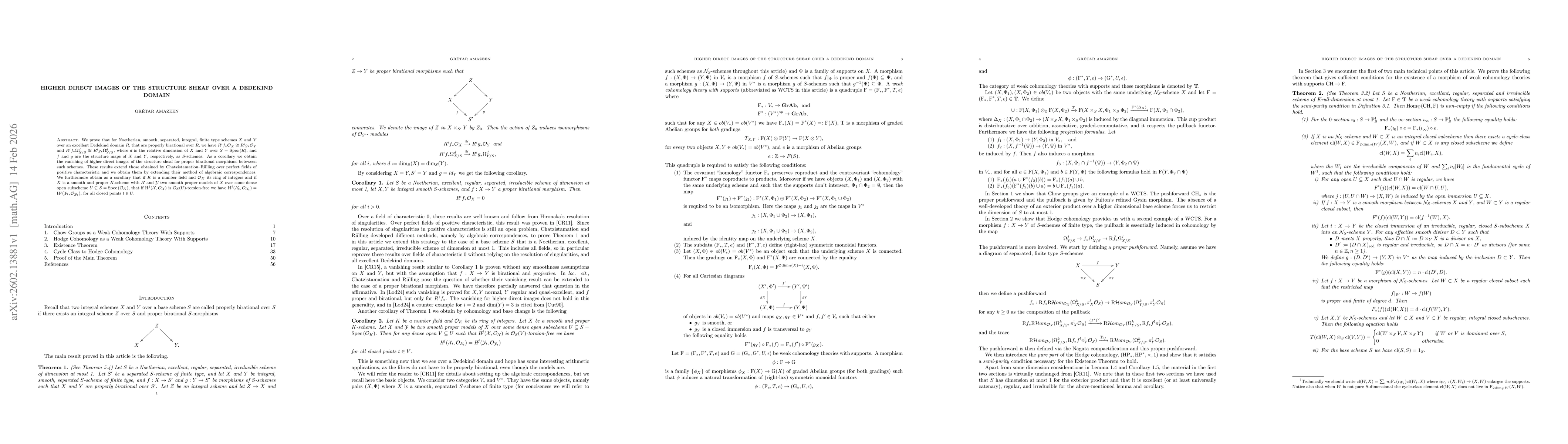 Thumbnail for Higher Direct Images of the Structure Sheaf Over a Dedekind Domain