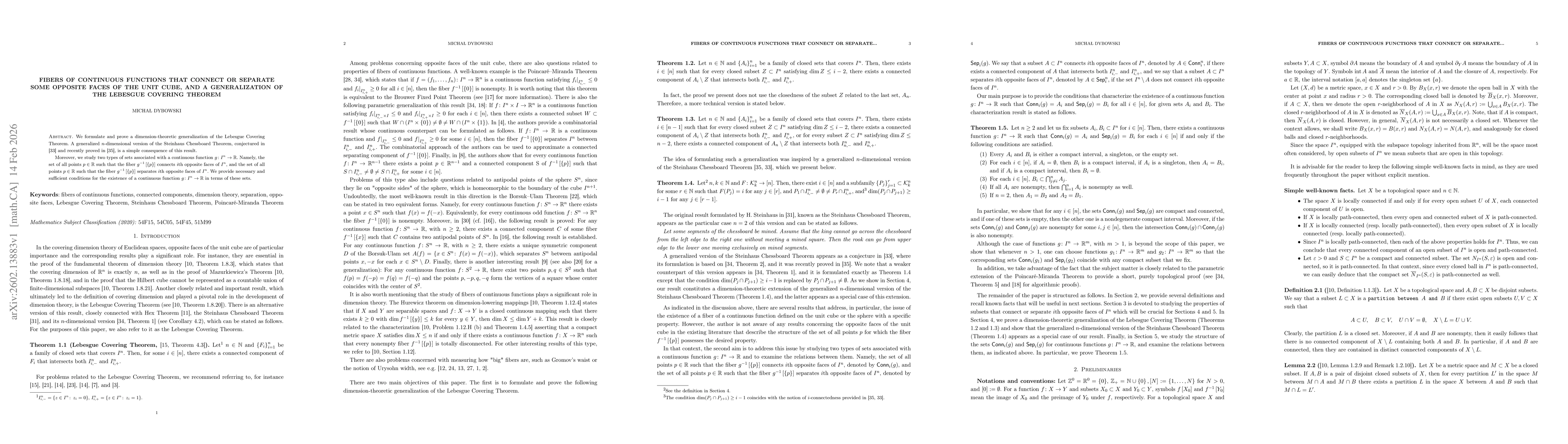 Thumbnail for Fibers of continuous functions that connect or separate some opposite faces of the unit cube, and a generalization of the Lebesgue Covering Theorem