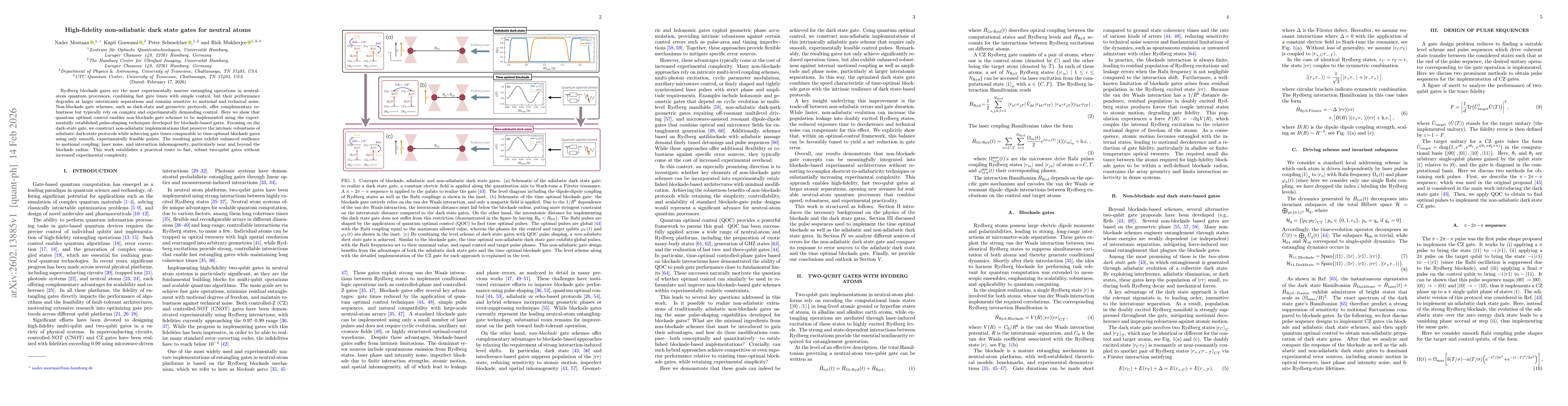 Thumbnail for High-fidelity non-adiabatic dark state gates for neutral atoms