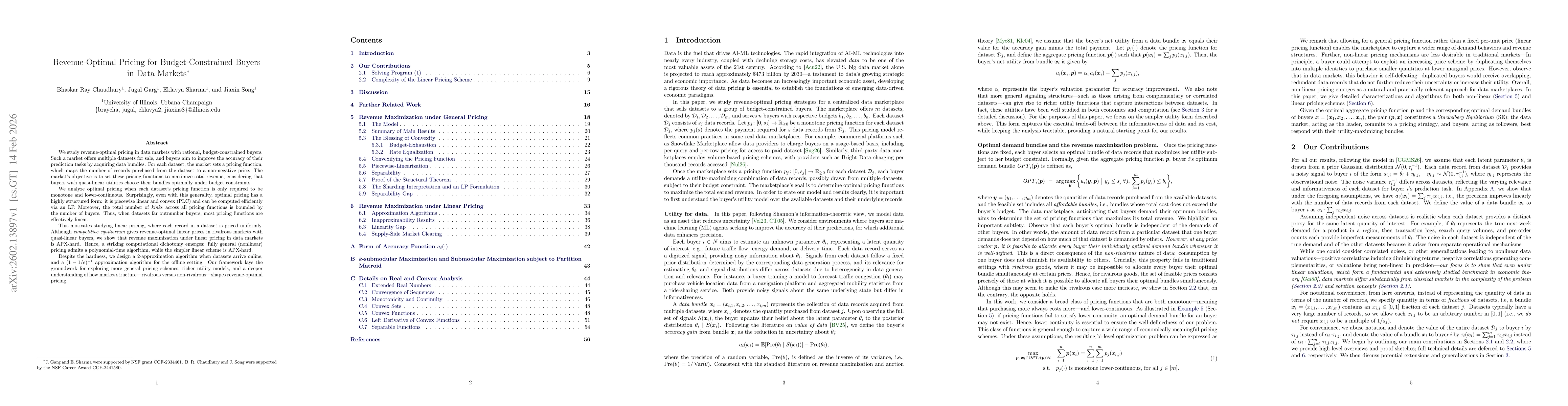 Thumbnail for Revenue-Optimal Pricing for Budget-Constrained Buyers in Data Markets