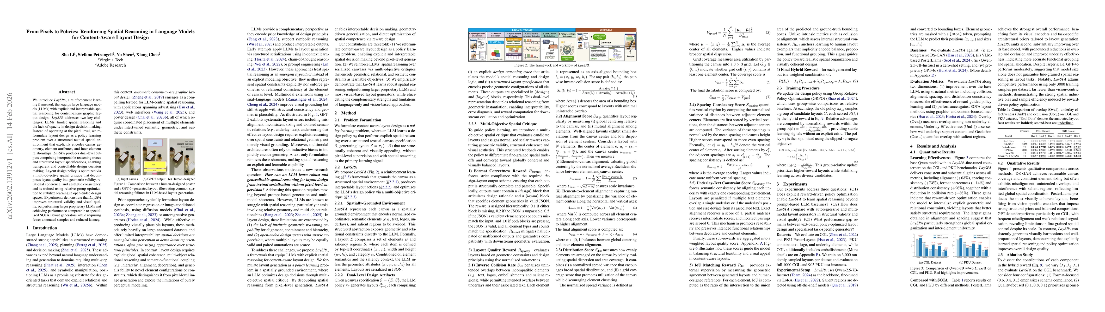 Thumbnail for From Pixels to Policies: Reinforcing Spatial Reasoning in Language Models for Content-Aware Layout Design