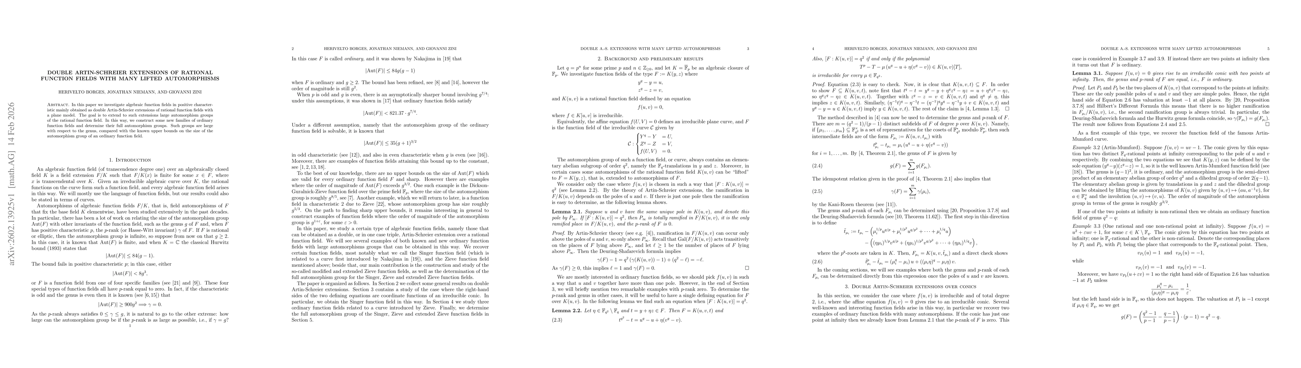 Thumbnail for Double Artin-Schreier extensions of rational function fields with many lifted automorphisms