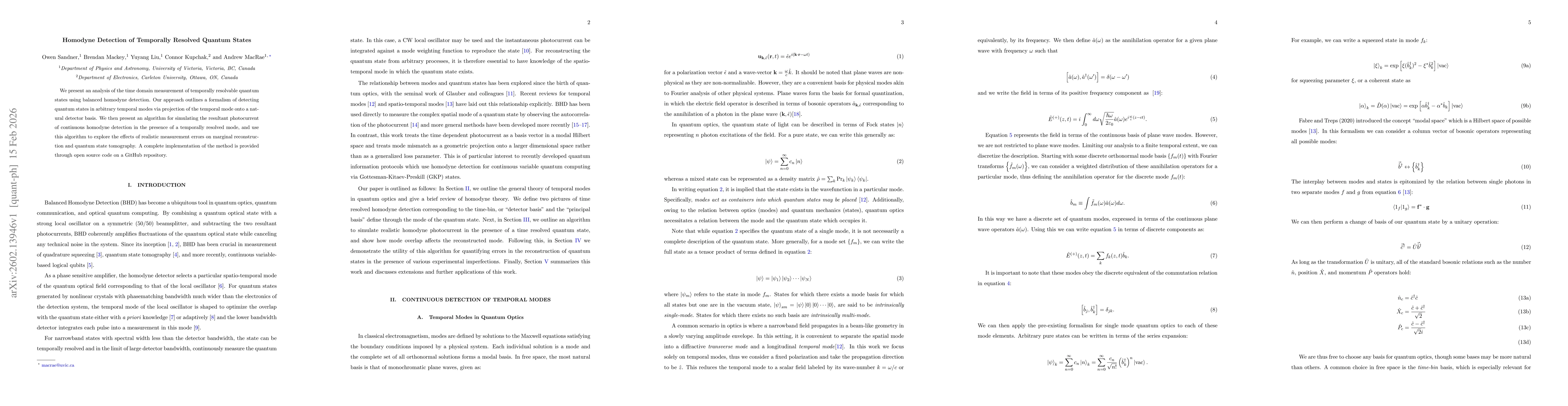 Thumbnail for Homodyne Detection of Temporally Resolved Quantum States