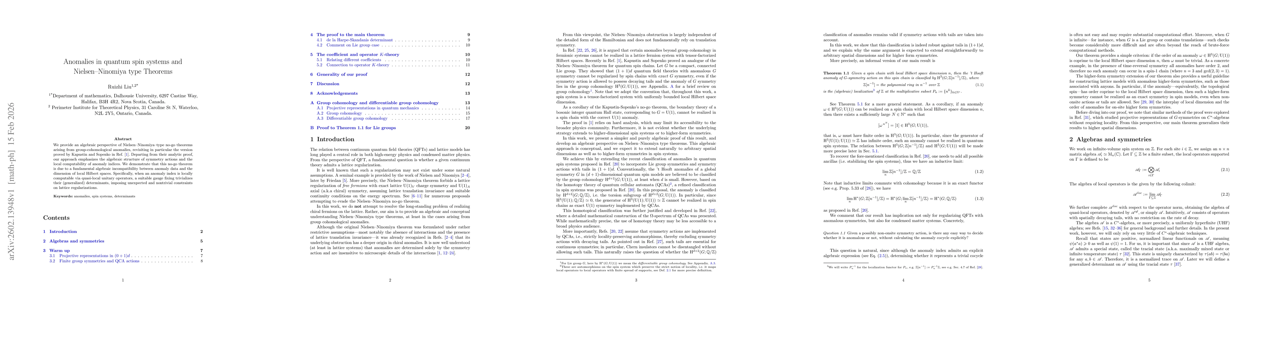 Thumbnail for Anomalies in quantum spin systems and Nielsen-Ninomiya type Theorems