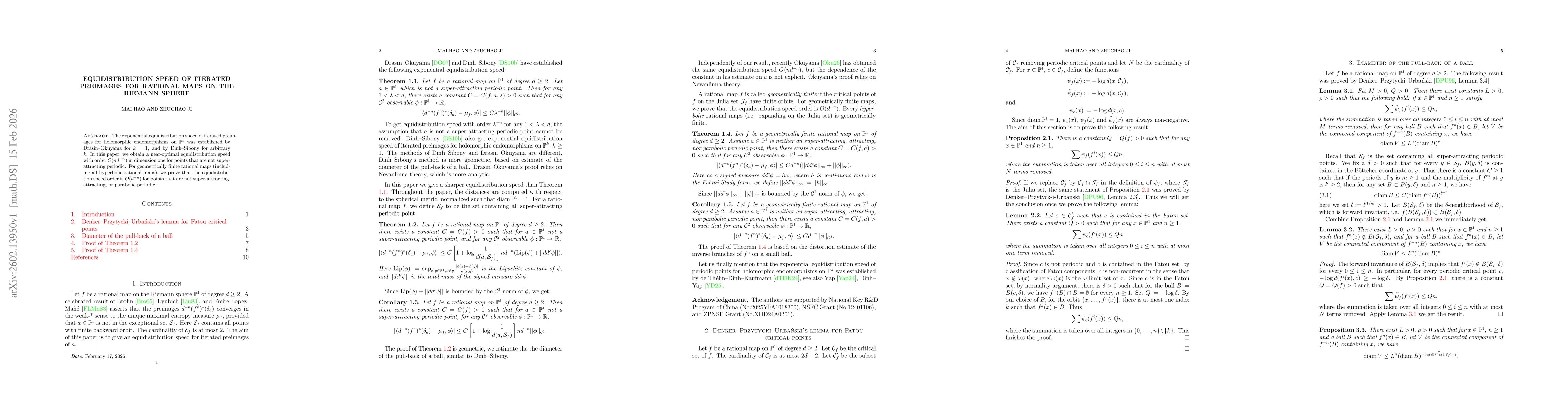 Thumbnail for Equidistribution speed of iterated preimages for rational maps on the Riemann sphere