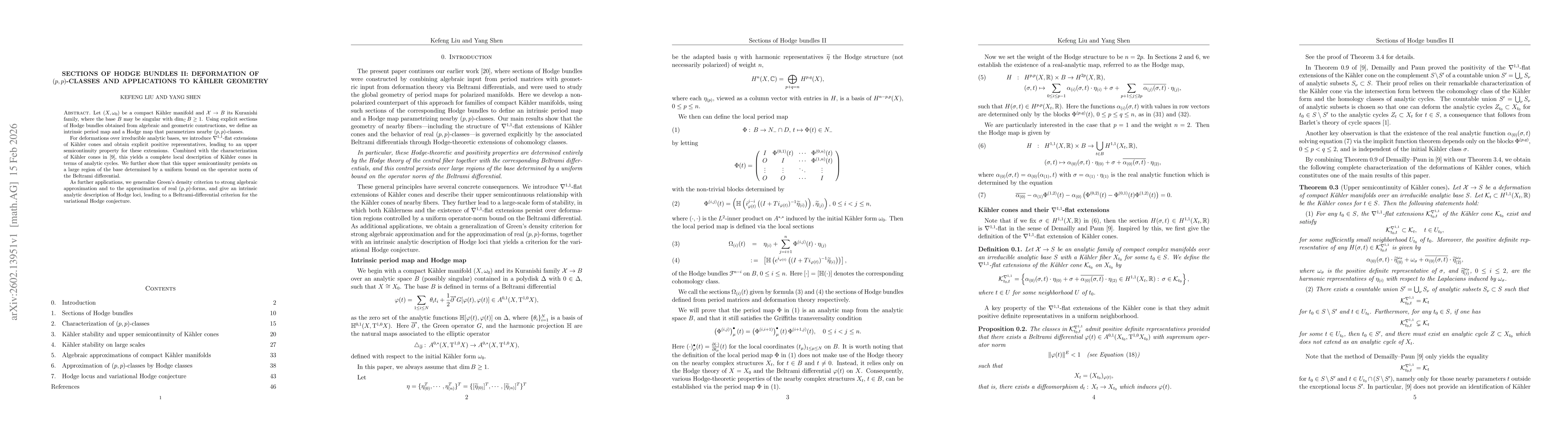 Thumbnail for Sections of Hodge bundles II: deformation of $(p,p)$-classes and applications to Kähler geometry