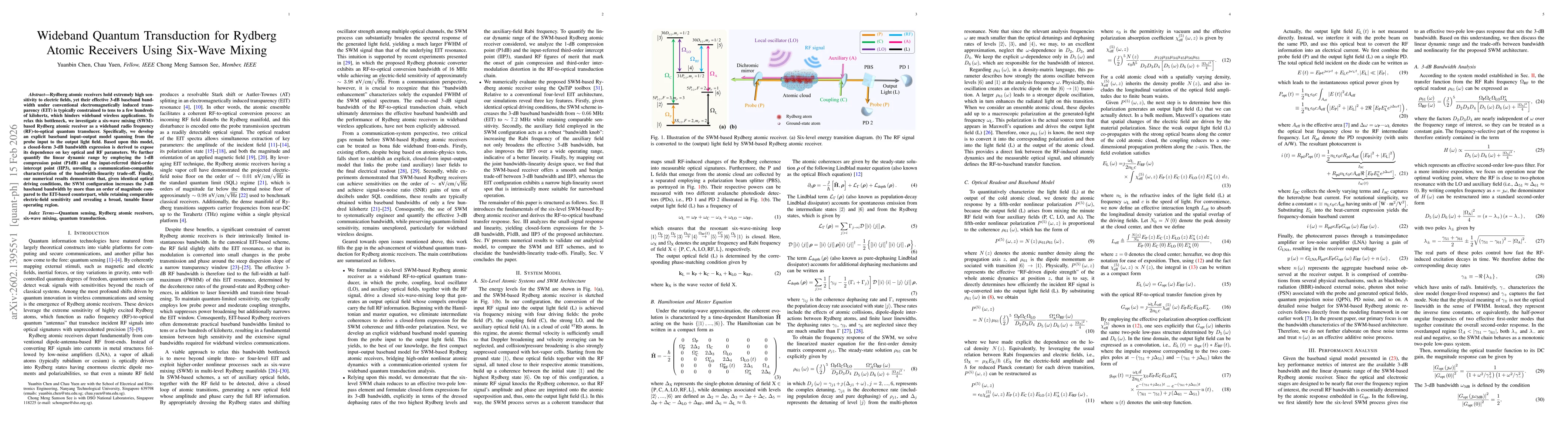 Thumbnail for Wideband Quantum Transduction for Rydberg Atomic Receivers Using Six-Wave Mixing