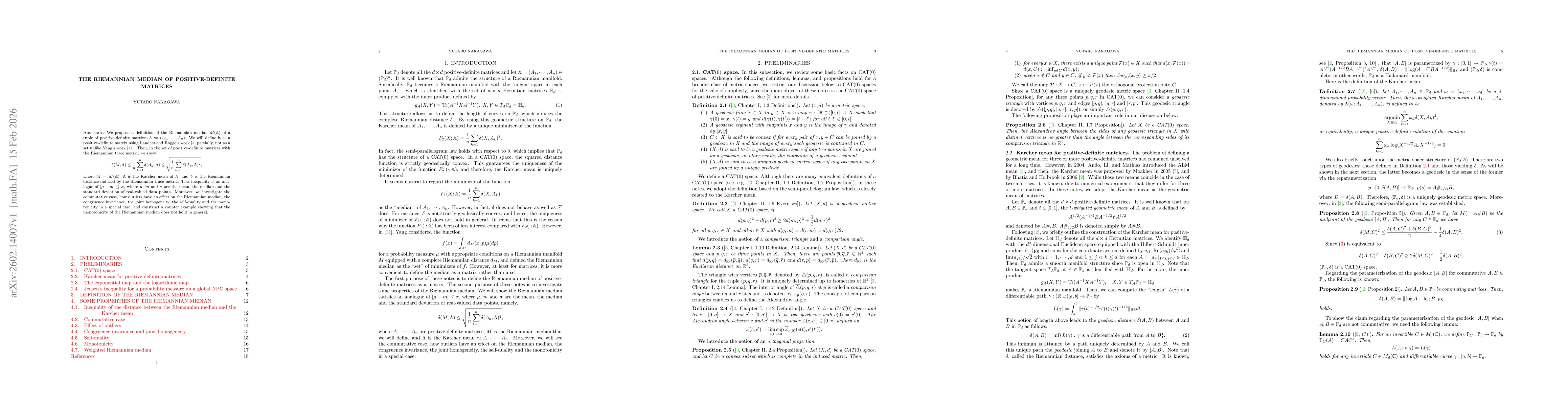 Thumbnail for The Riemannian median of positive-definite matrices