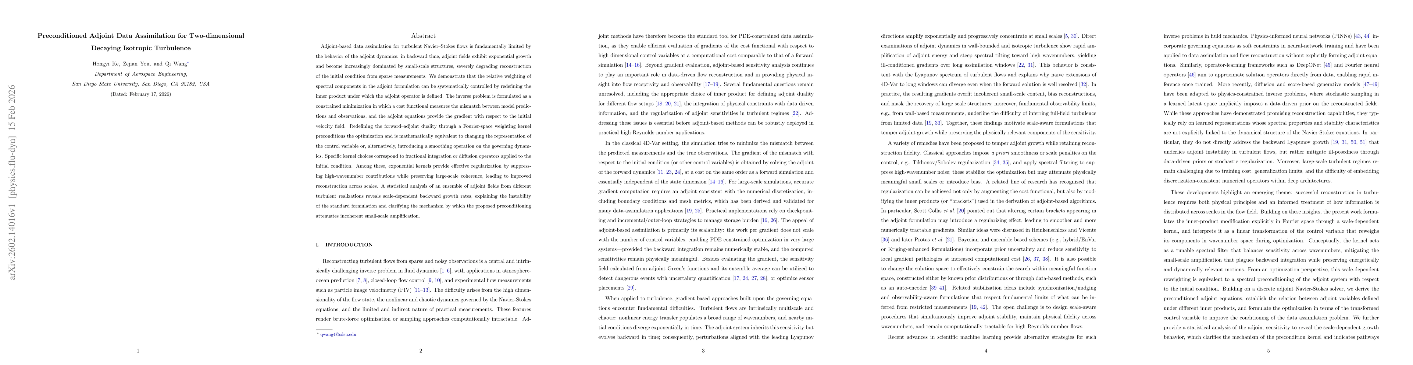 Thumbnail for Preconditioned Adjoint Data Assimilation for Two-Dimensional Decaying Isotropic Turbulence