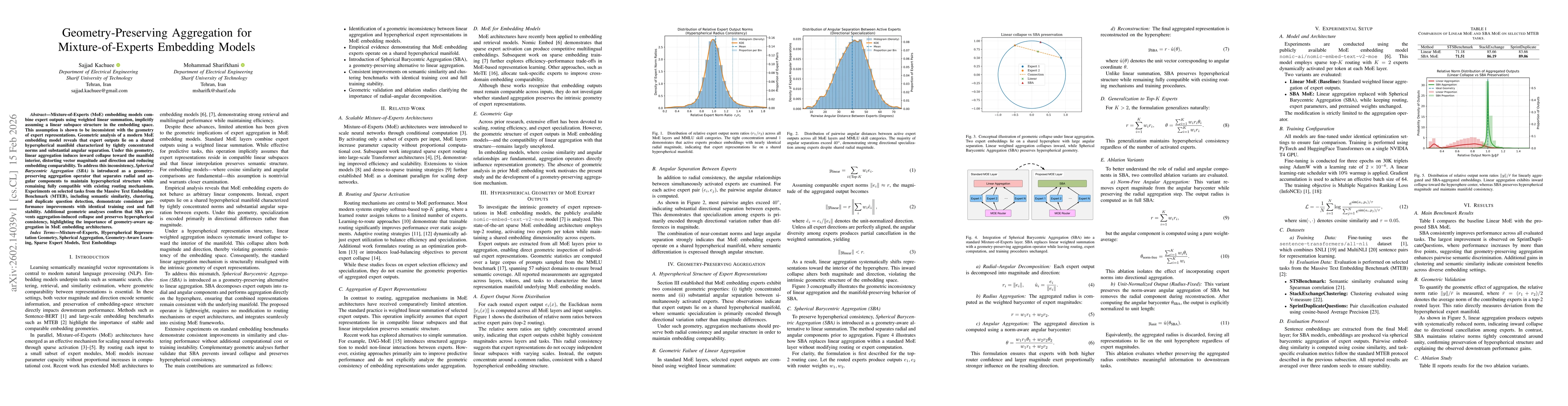 Thumbnail for Geometry-Preserving Aggregation for Mixture-of-Experts Embedding Models