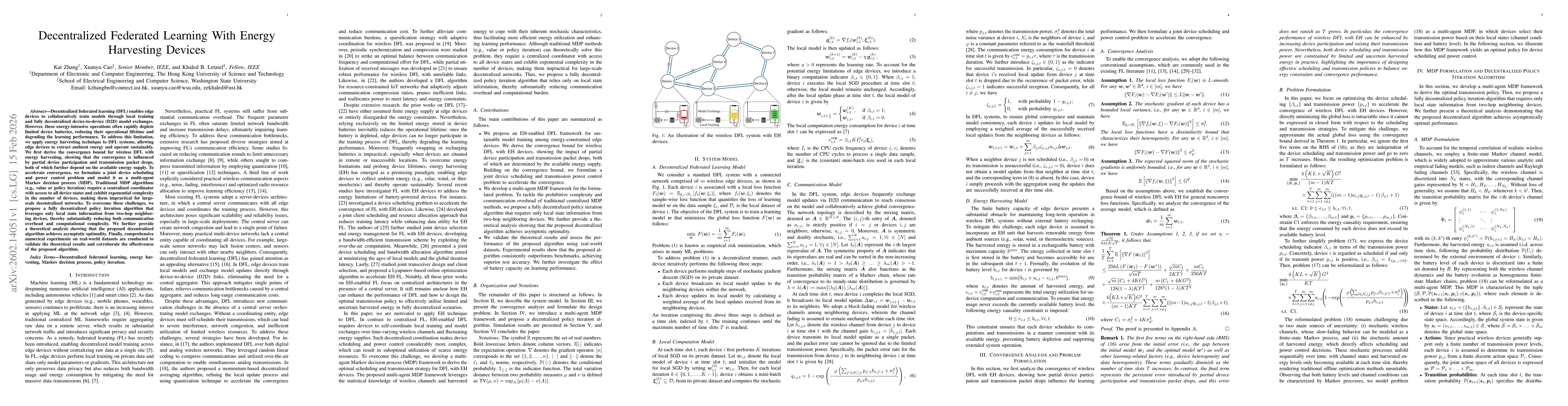 Thumbnail for Decentralized Federated Learning With Energy Harvesting Devices