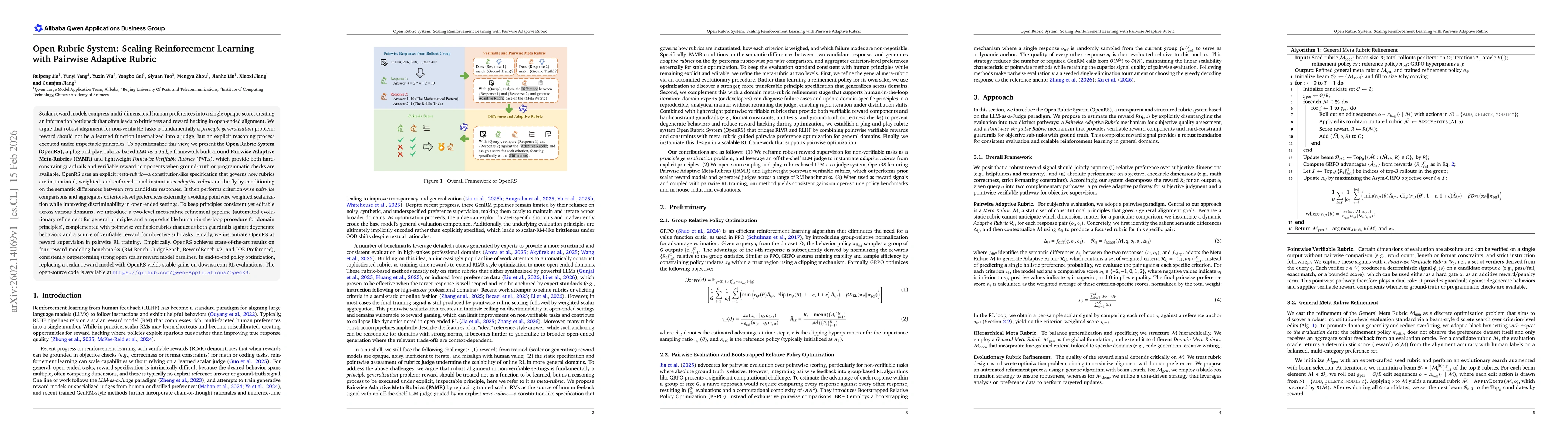 Thumbnail for Open Rubric System: Scaling Reinforcement Learning with Pairwise Adaptive Rubric