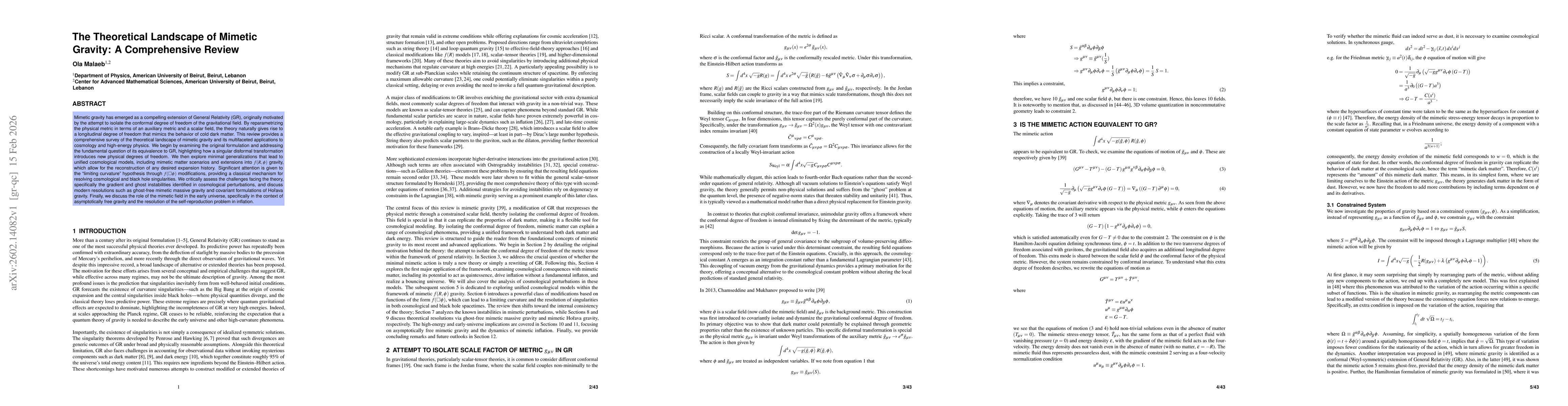 Thumbnail for The Theoretical Landscape of Mimetic Gravity: A Comprehensive Review