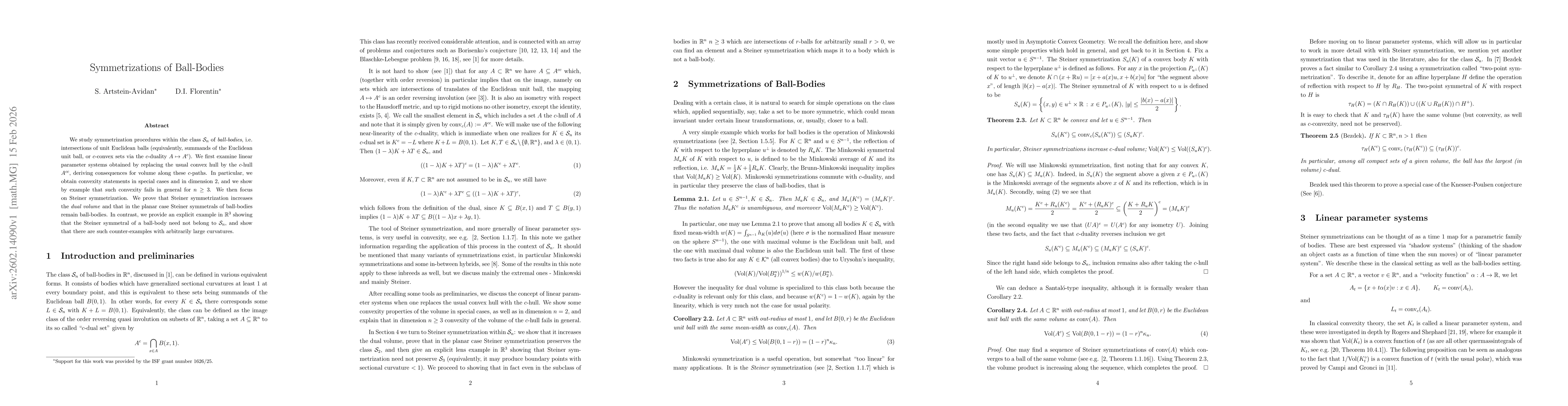 Thumbnail for Symmetrizations of Ball-Bodies