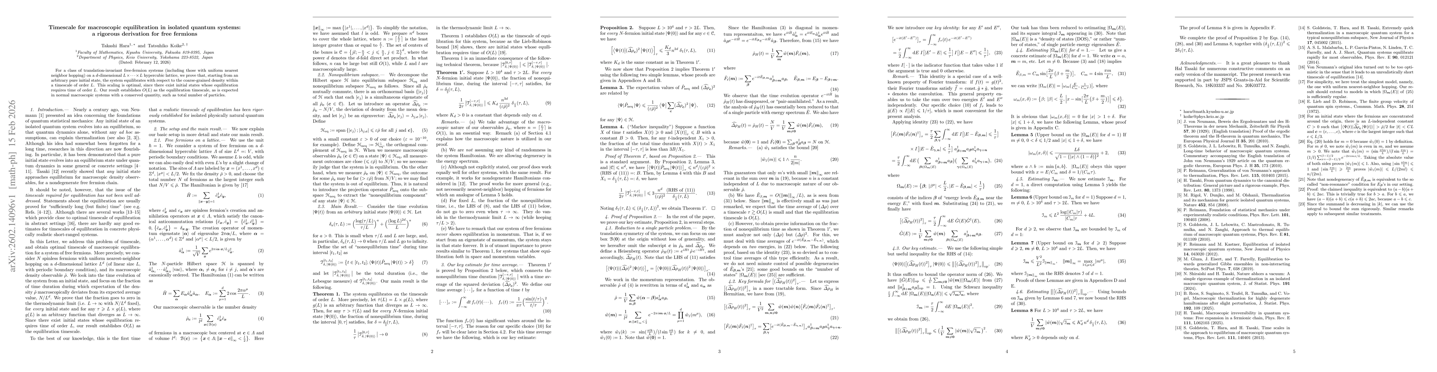Thumbnail for Timescale for macroscopic equilibration in isolated quantum systems: a rigorous derivation for free fermions