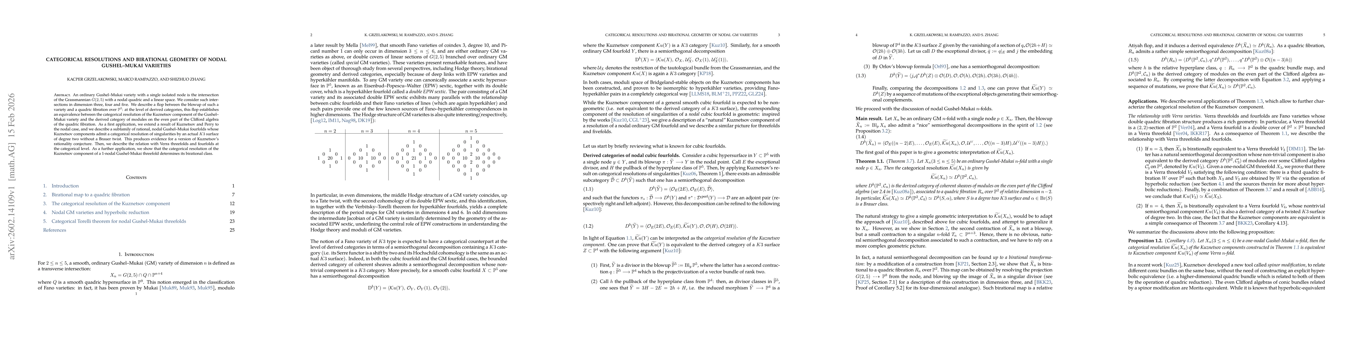 Thumbnail for Categorical resolutions and birational geometry of nodal Gushel-Mukai varieties