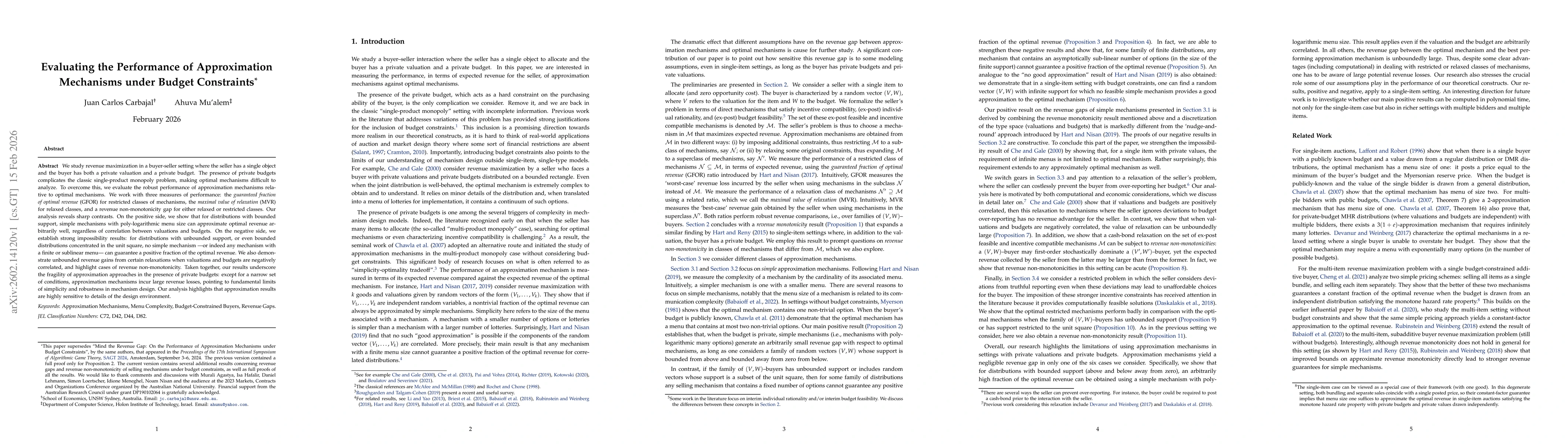 Thumbnail for Evaluating the Performance of Approximation Mechanisms under Budget Constraints