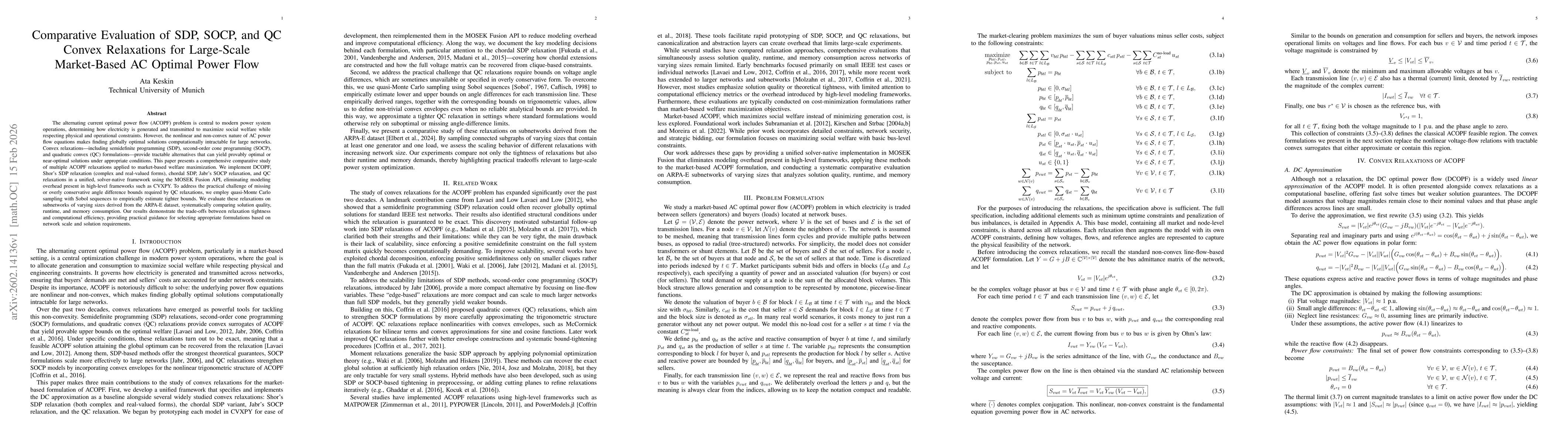 Thumbnail for Comparative Evaluation of SDP, SOCP, and QC Convex Relaxations for Large-Scale Market-Based AC Optimal Power Flow
