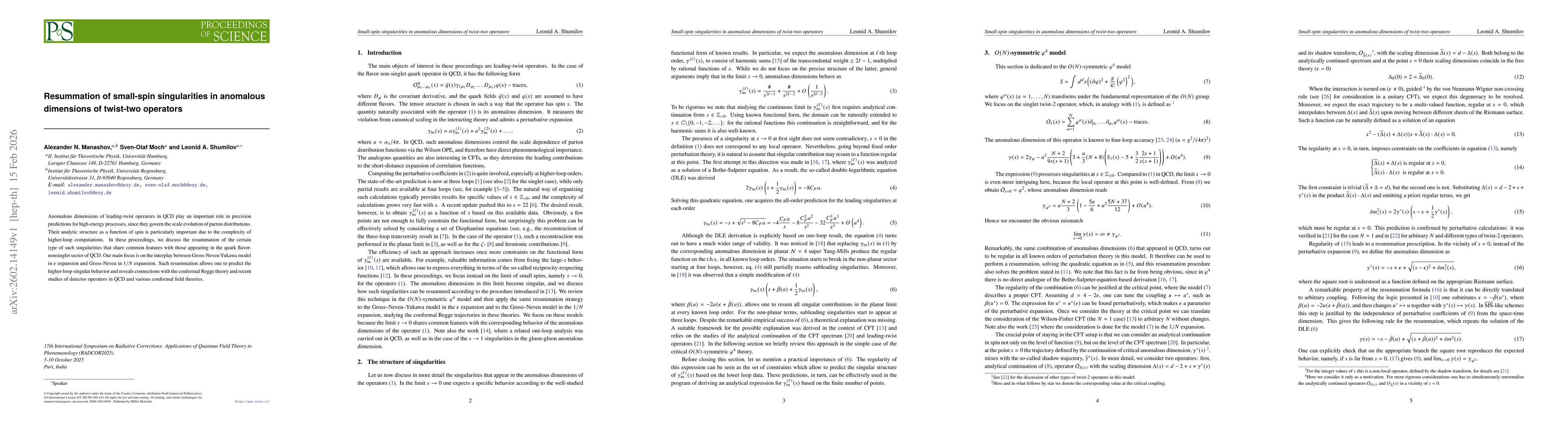 Thumbnail for Resummation of small-spin singularities in anomalous dimensions of twist-two operators