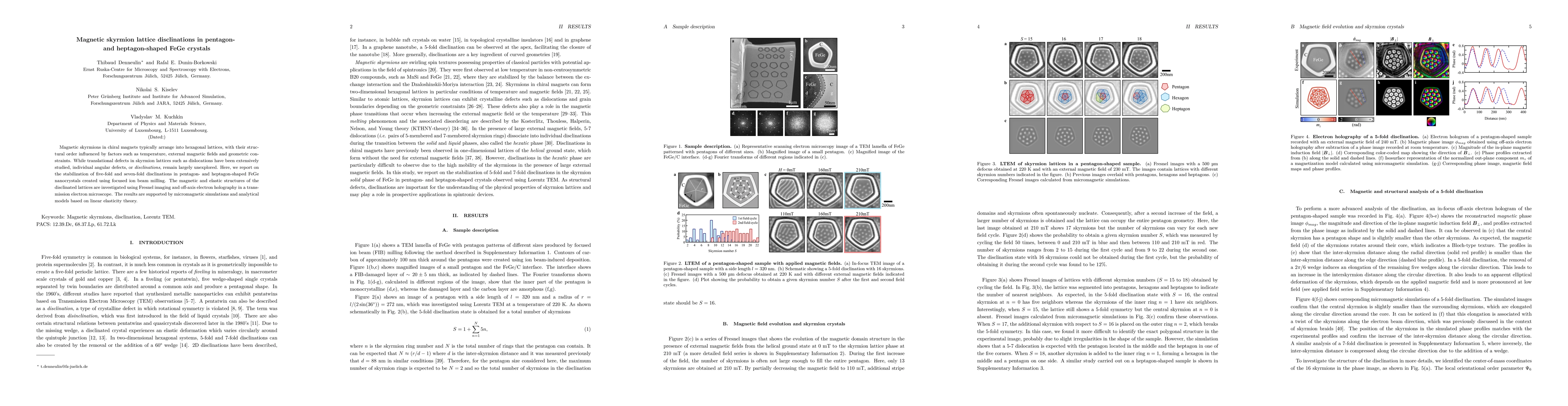Thumbnail for Magnetic skyrmion lattice disclinations in pentagon- and heptagon-shaped FeGe crystals