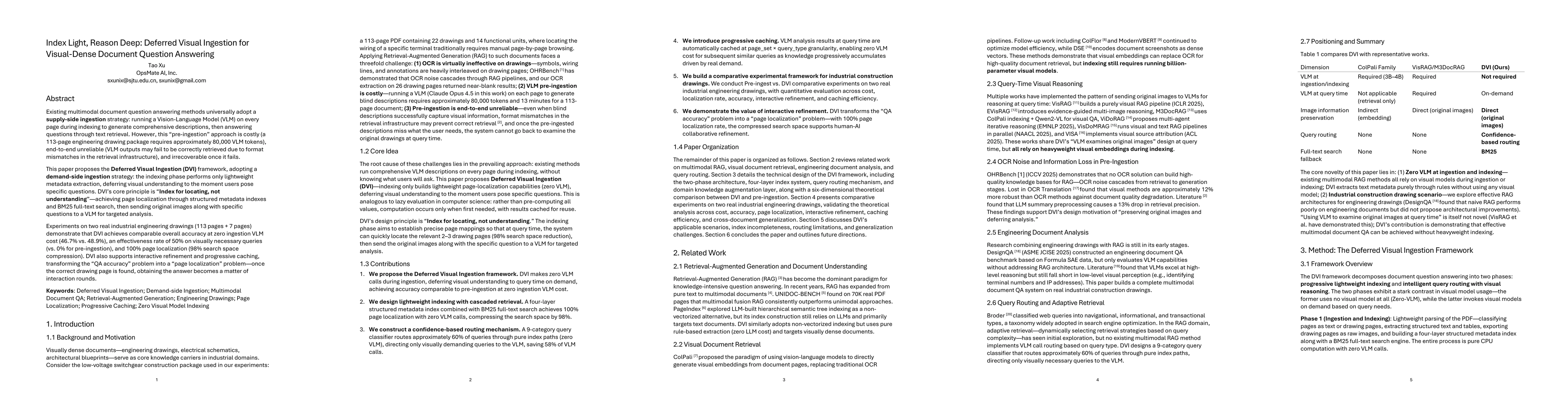 Thumbnail for Index Light, Reason Deep: Deferred Visual Ingestion for Visual-Dense Document Question Answering
