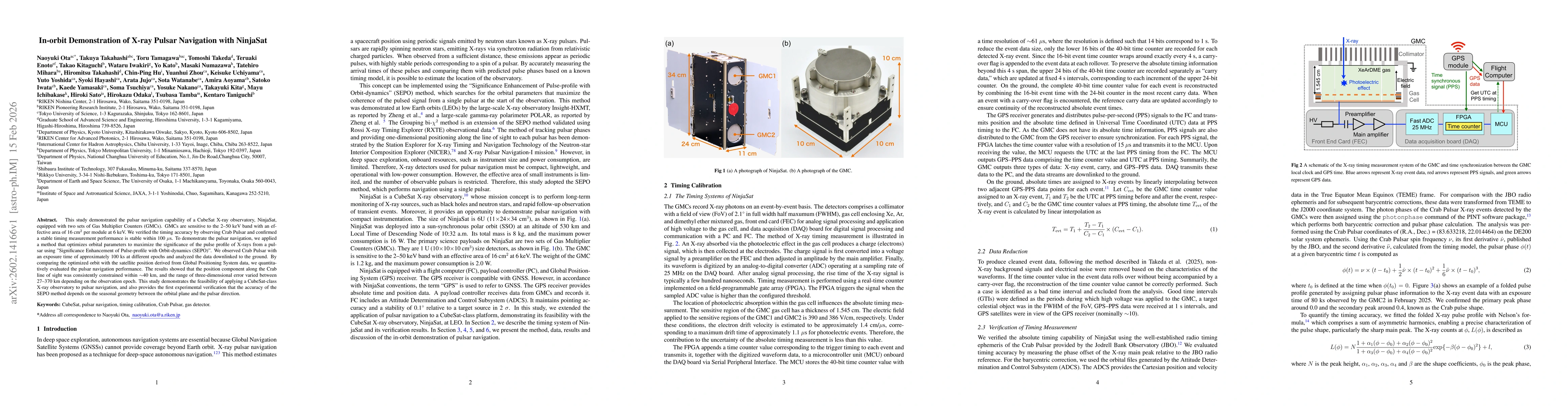 Thumbnail for In-orbit Demonstration of X-ray Pulsar Navigation with NinjaSat