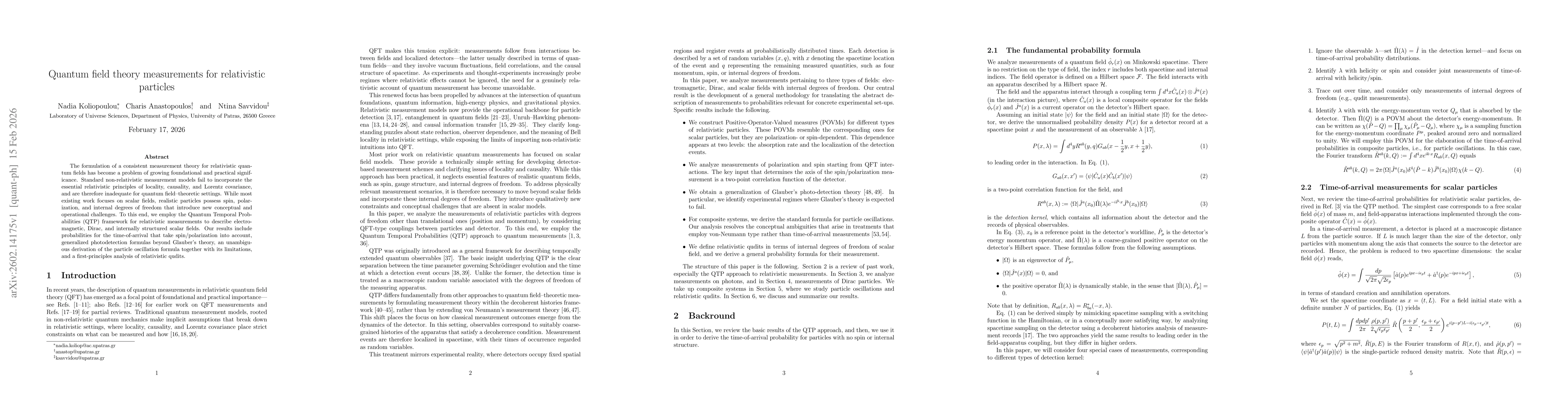 Thumbnail for Quantum field theory measurements for relativistic particles