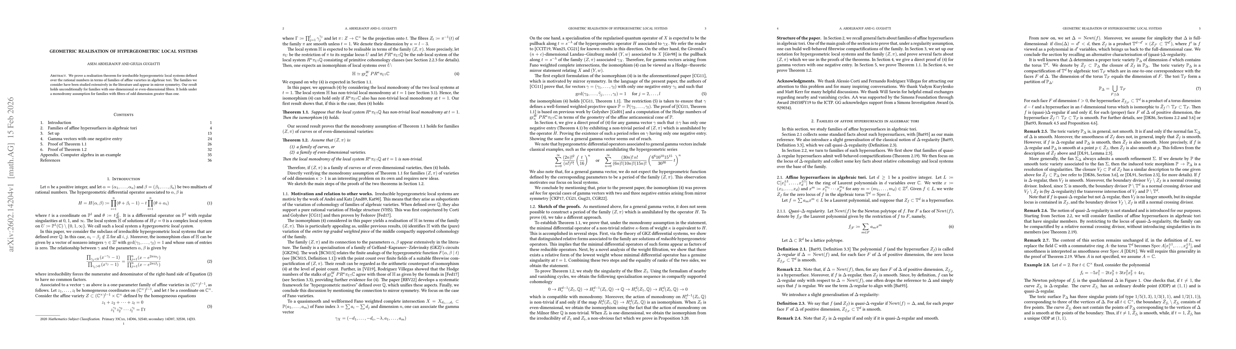 Thumbnail for Geometric realisation of hypergeometric local systems