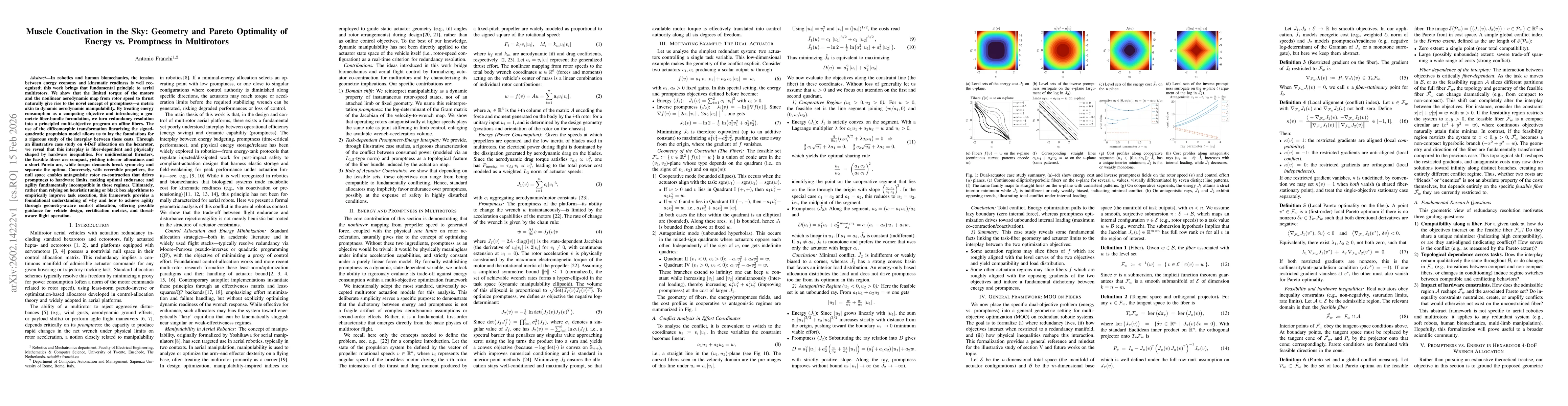 Thumbnail for Muscle Coactivation in the Sky: Geometry and Pareto Optimality of Energy vs. Promptness in Multirotors