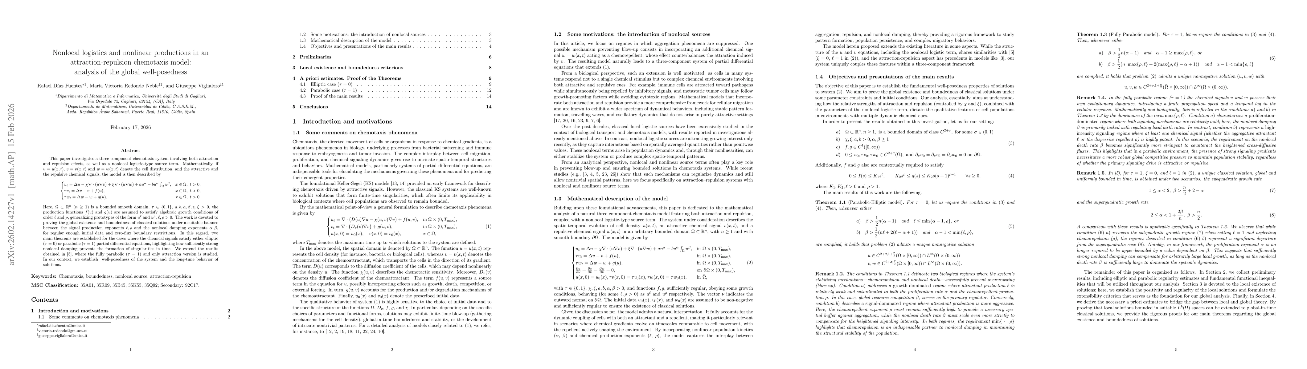 Thumbnail for Nonlocal logistics and nonlinear productions in an attraction-repulsion chemotaxis model: analysis of the global well-posedness