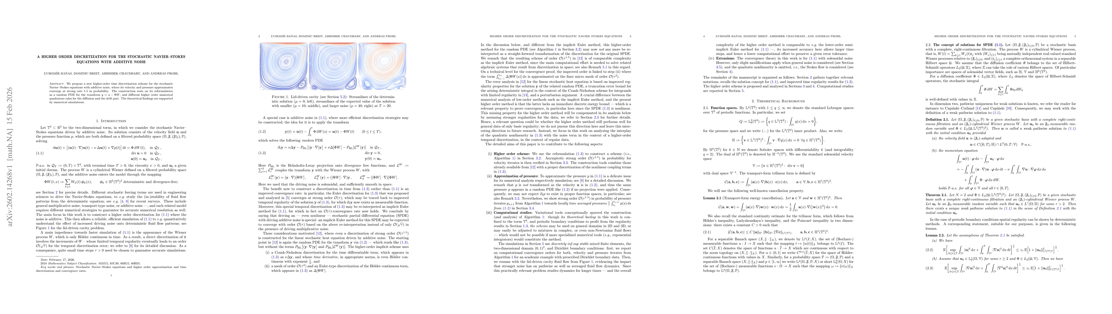 Thumbnail for A Higher Order Discretization for the Stochastic Navier--Stokes equations with additive Noise