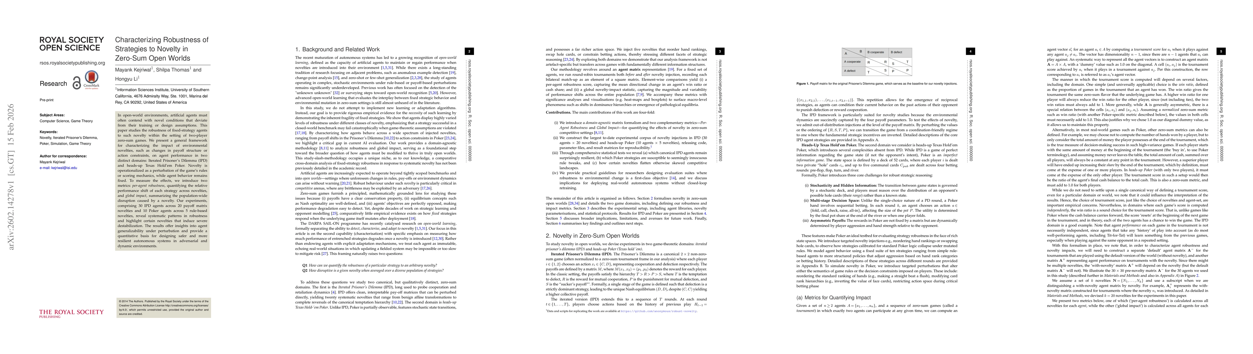 Thumbnail for Characterizing Robustness of Strategies to Novelty in Zero-Sum Open Worlds