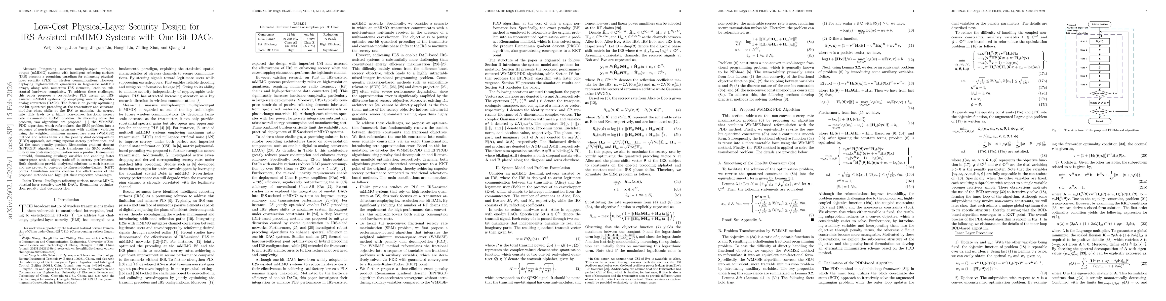 Thumbnail for Low-Cost Physical-Layer Security Design for IRS-Assisted mMIMO Systems with One-Bit DACs