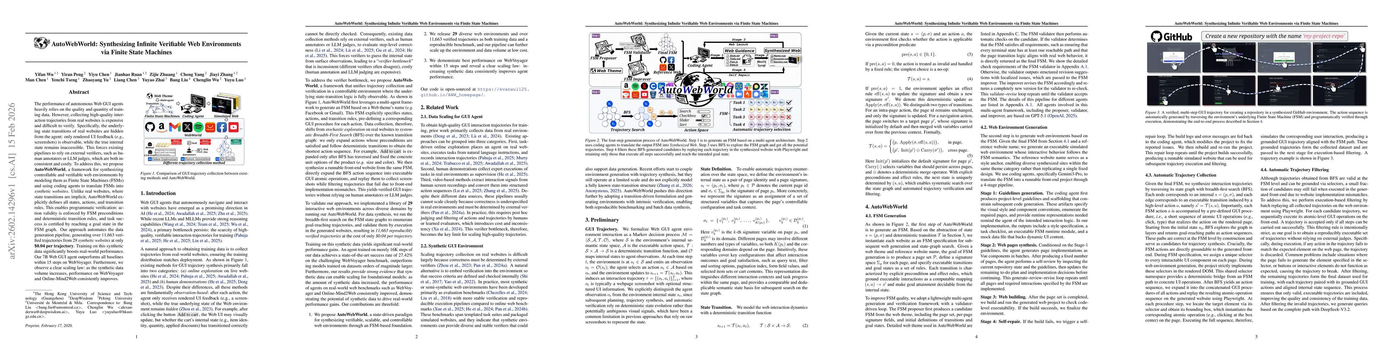 Thumbnail for AutoWebWorld: Synthesizing Infinite Verifiable Web Environments via Finite State Machines