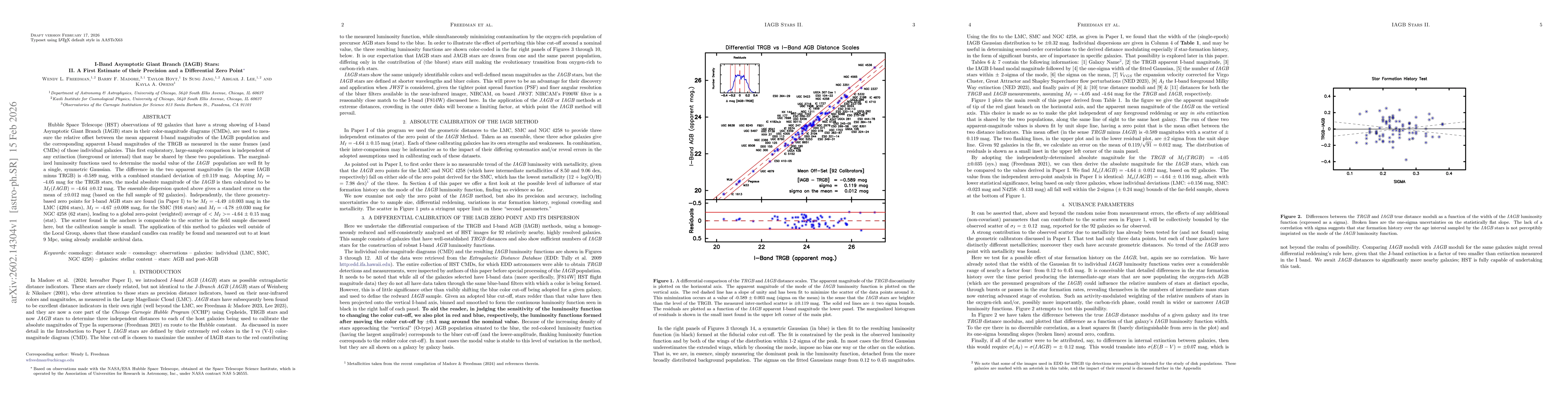 Thumbnail for I-Band Asymptotic Giant Branch (IAGB) Stars: II. A First Estimate of their Precision and a Differential Zero Point