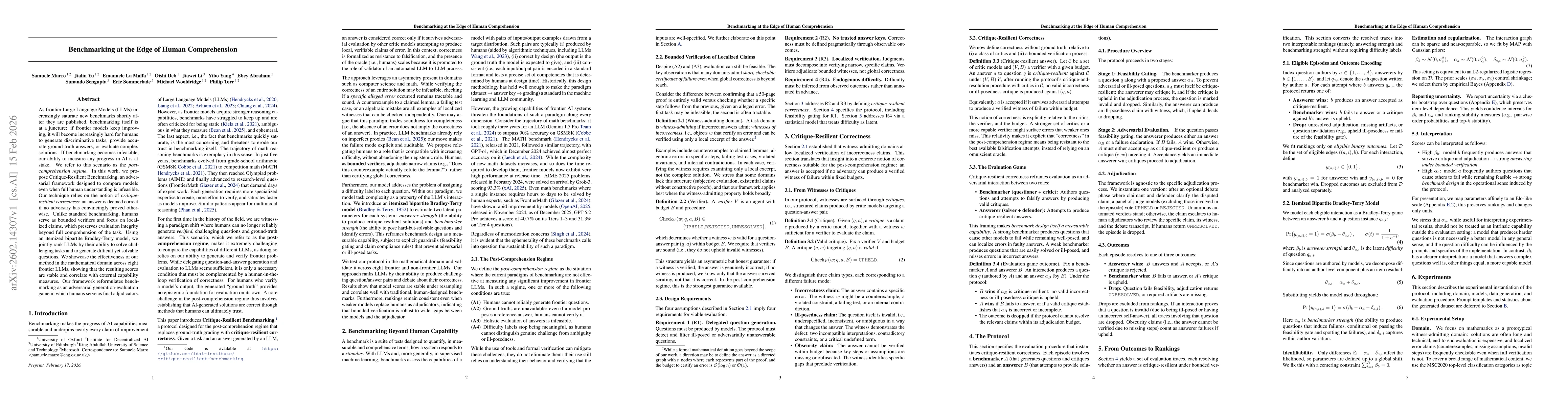 Thumbnail for Benchmarking at the Edge of Comprehension