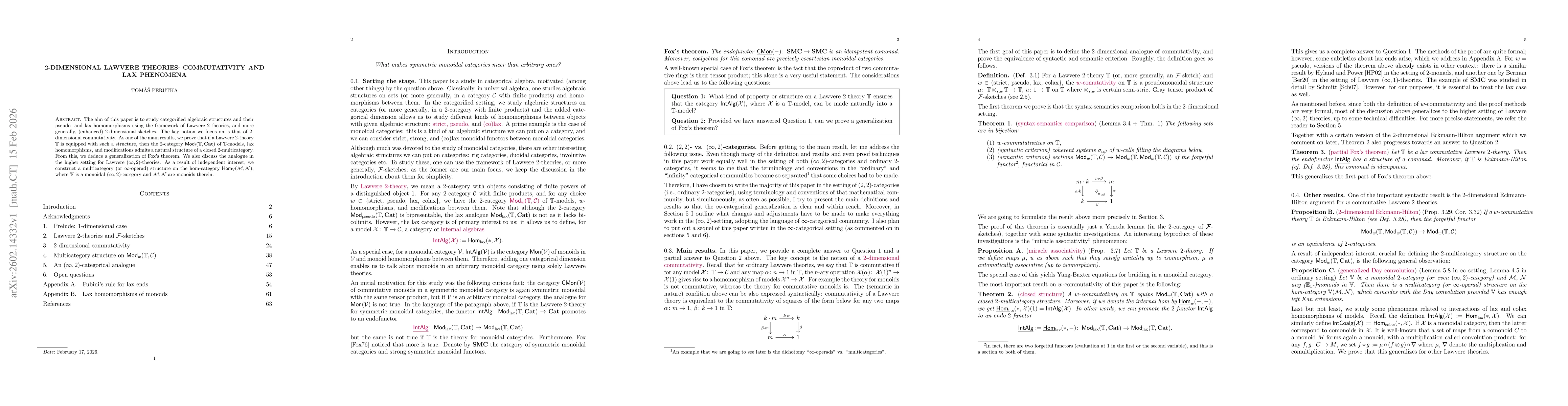 Thumbnail for $2$-dimensional Lawvere theories: commutativity and lax phenomena