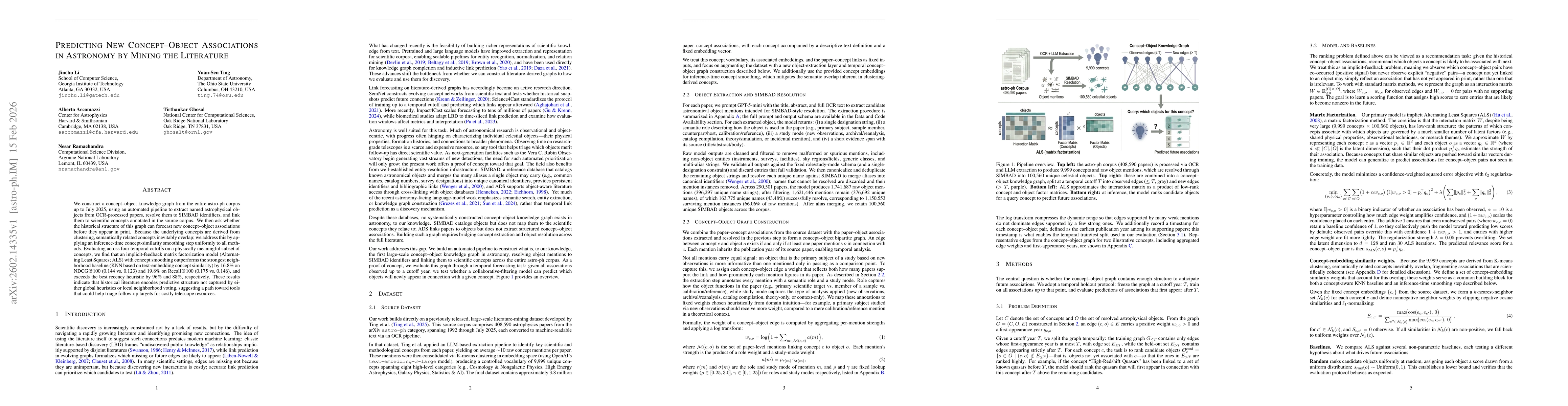 Thumbnail for Predicting New Concept-Object Associations in Astronomy by Mining the Literature