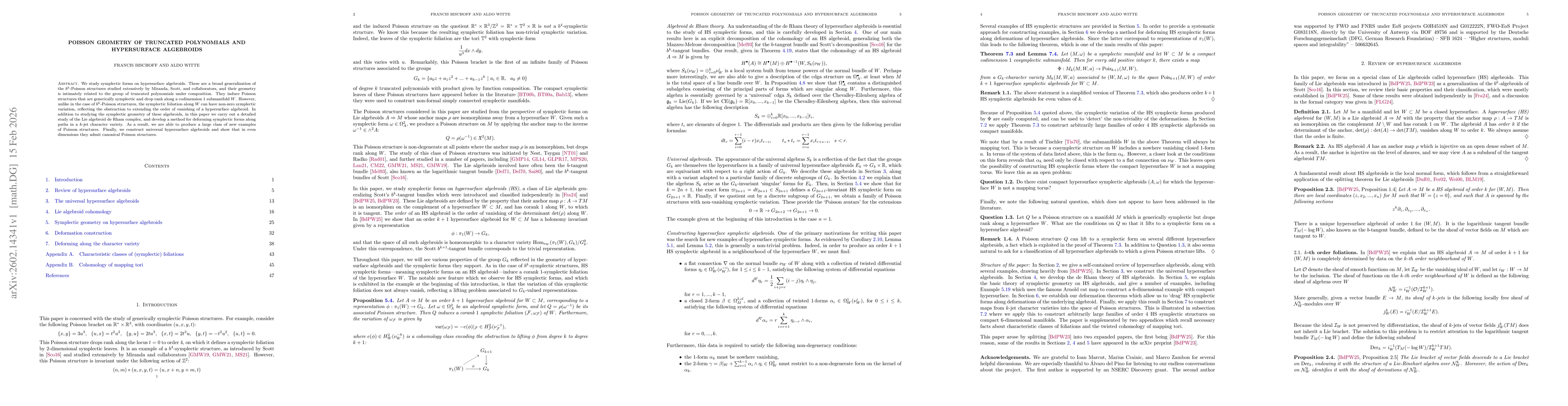 Thumbnail for Poisson geometry of truncated polynomials and hypersurface algebroids