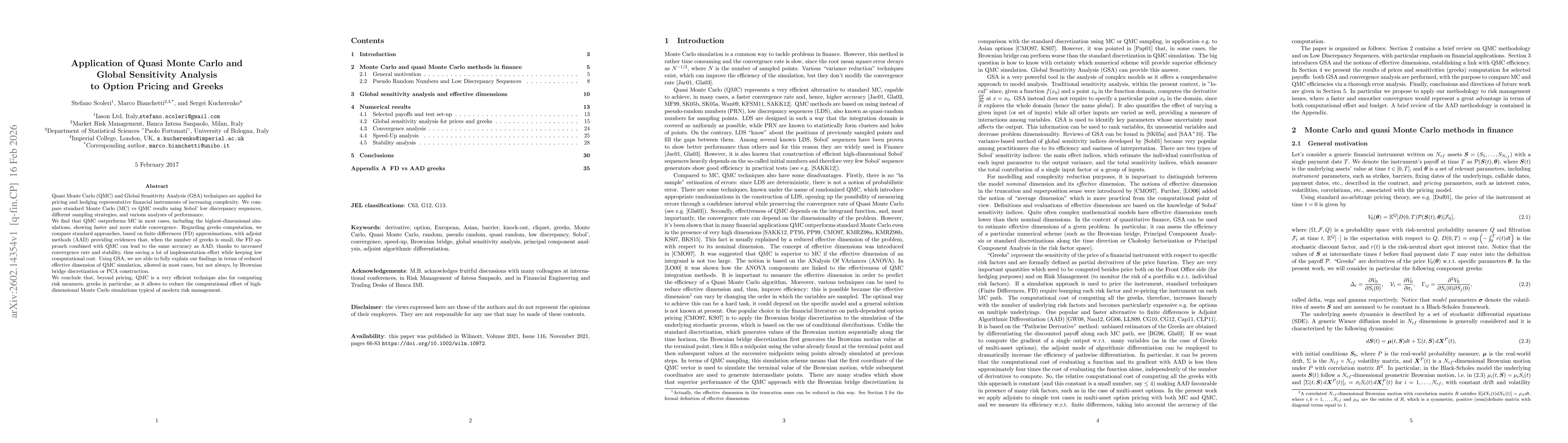 Thumbnail for Application of Quasi Monte Carlo and Global Sensitivity Analysis to Option Pricing and Greeks