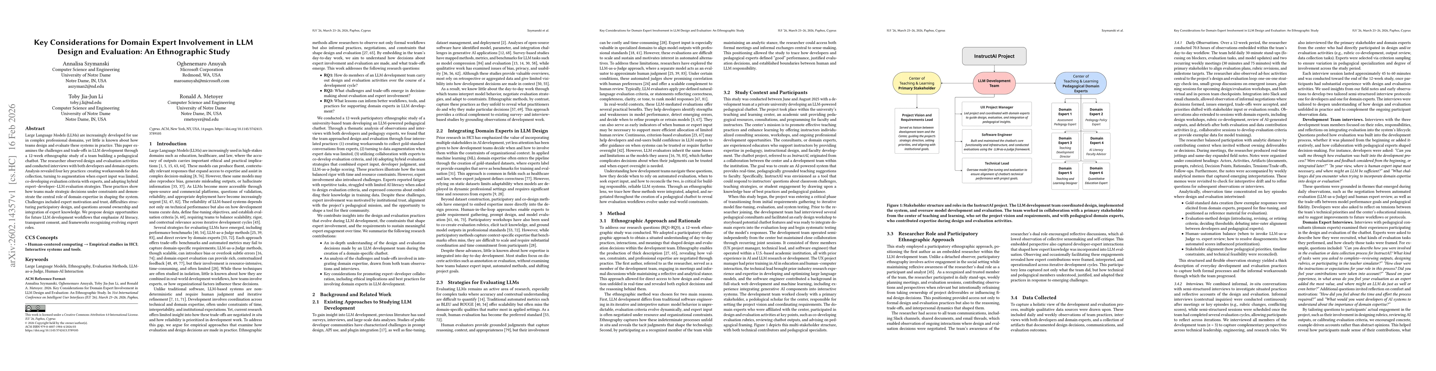 Thumbnail for Key Considerations for Domain Expert Involvement in LLM Design and Evaluation: An Ethnographic Study