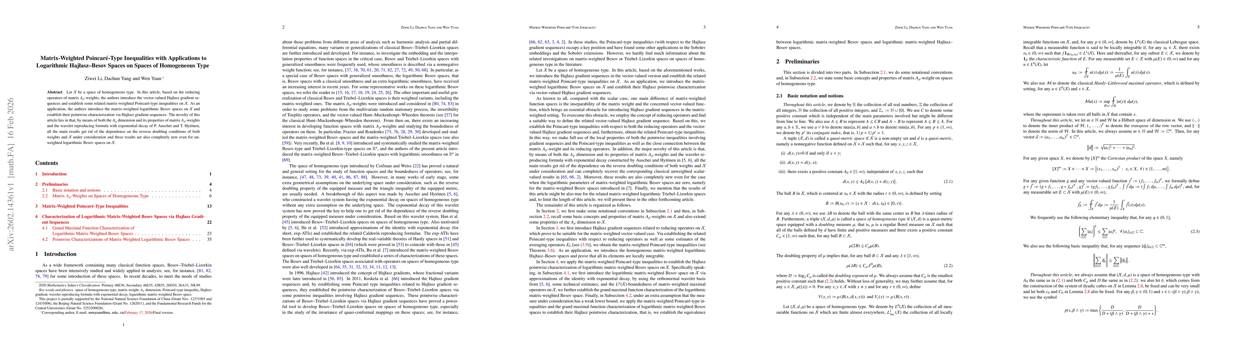 Thumbnail for Matrix-Weighted Poincaré-Type Inequalities with Applications to Logarithmic Hajłasz--Besov Spaces on Spaces of Homogeneous Type