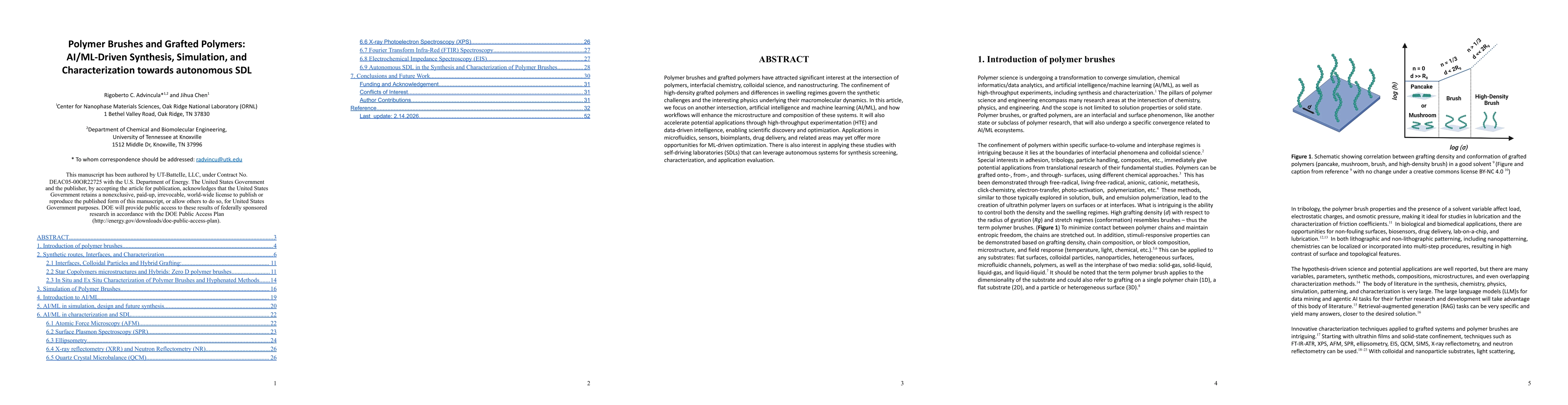 Thumbnail for Polymer Brushes and Grafted Polymers: AI/ML-Driven Synthesis, Simulation, and Characterization towards autonomous SDL