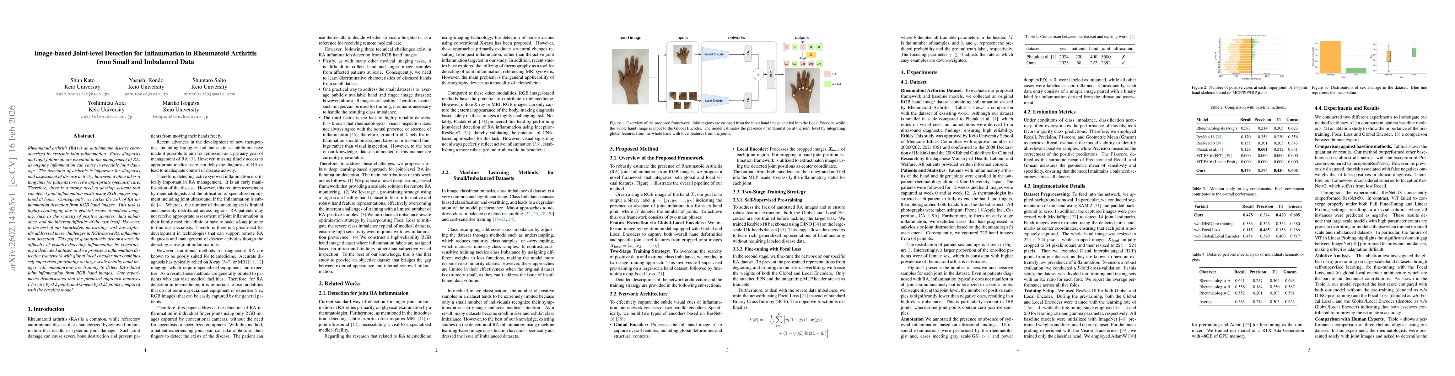 Thumbnail for Image-based Joint-level Detection for Inflammation in Rheumatoid Arthritis from Small and Imbalanced Data