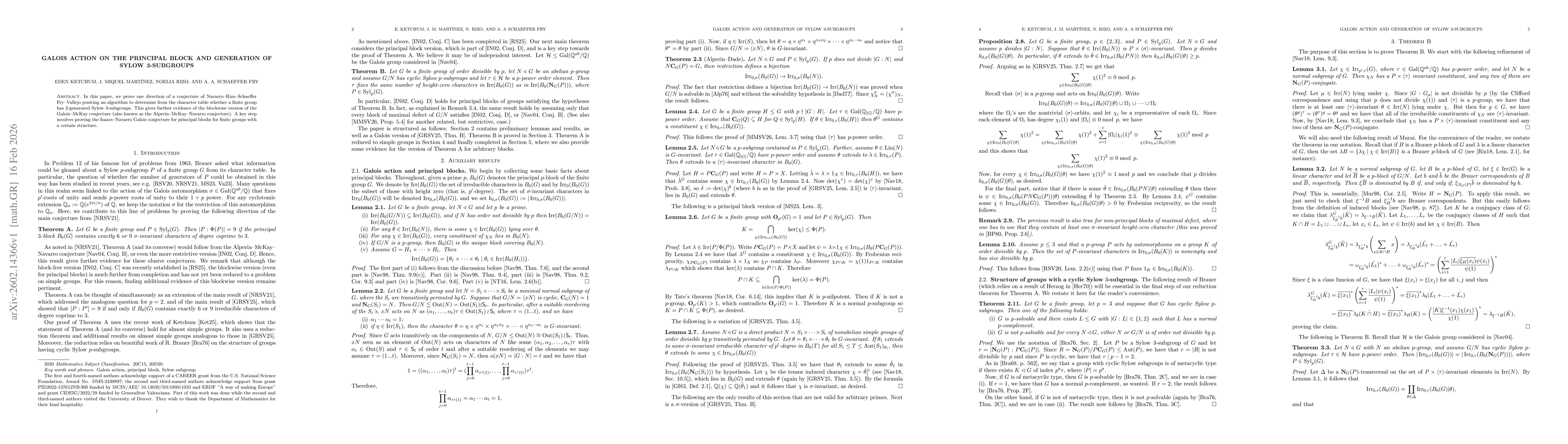 Thumbnail for Galois action on the principal block and generation of Sylow 3-subgroups