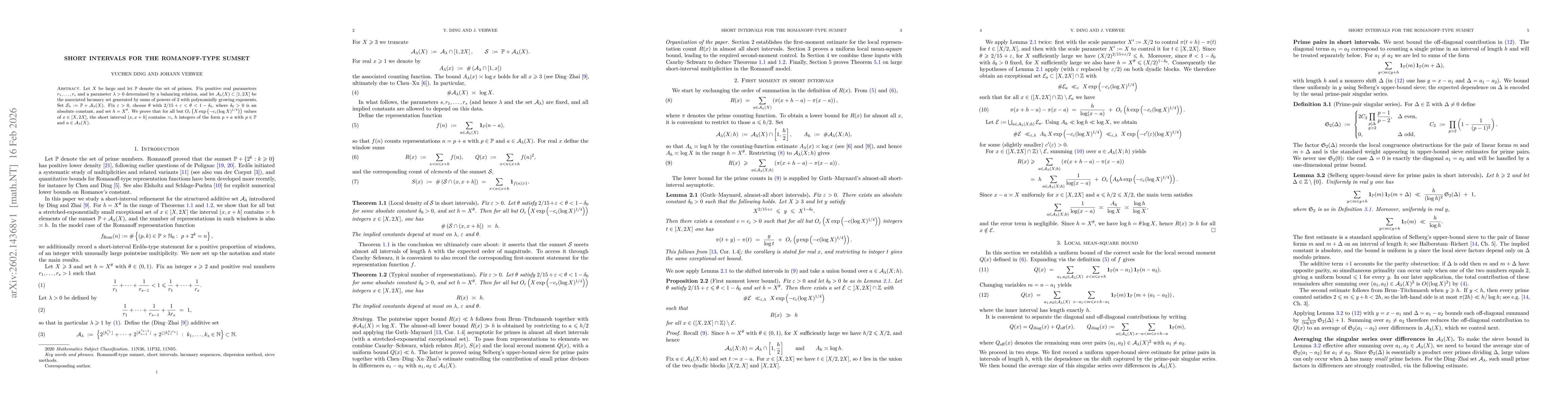 Thumbnail for Short intervals for the Romanoff-type sumset