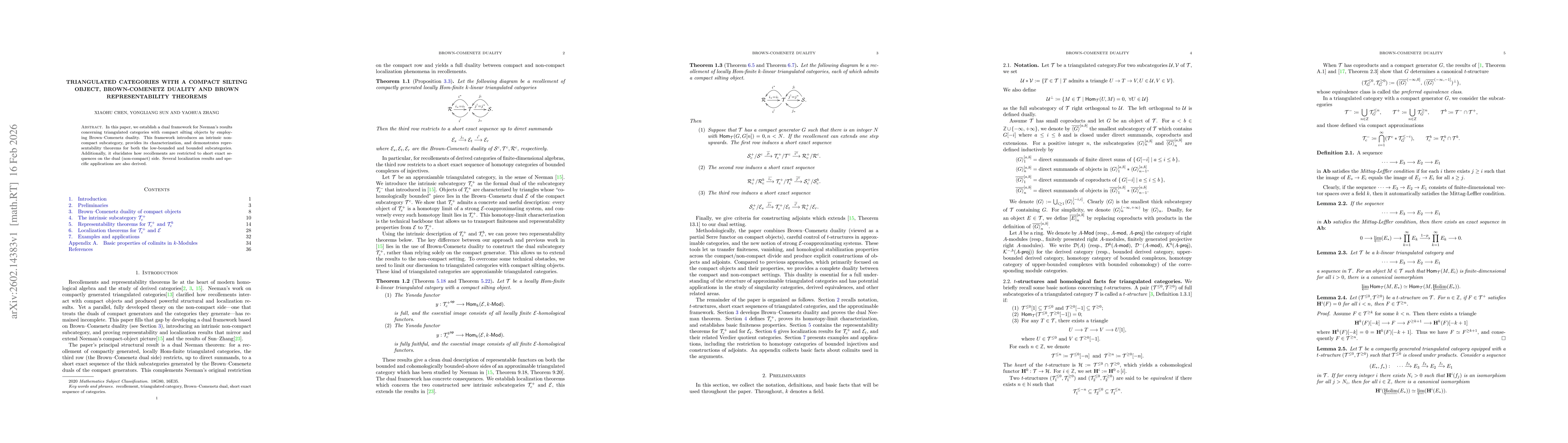 Thumbnail for Triangulated categories with a compact silting object, Brown-Comenetz duality and Brown representability theorems